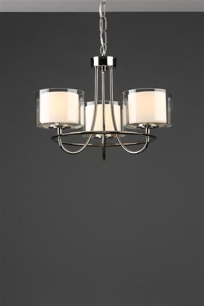 (image for) Laura Ashley Southwell 3lt Chandelier Polished Nickel & Glass Shades